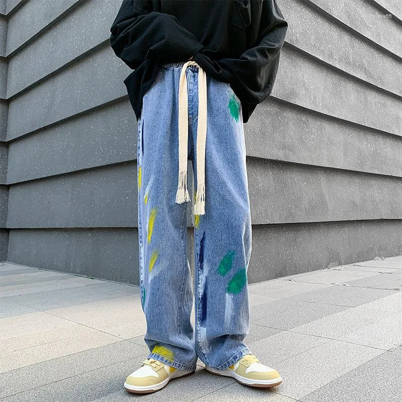 Jeans Masculino Emo Cyber Y2k Homens Moda Moda Streetwear Casual